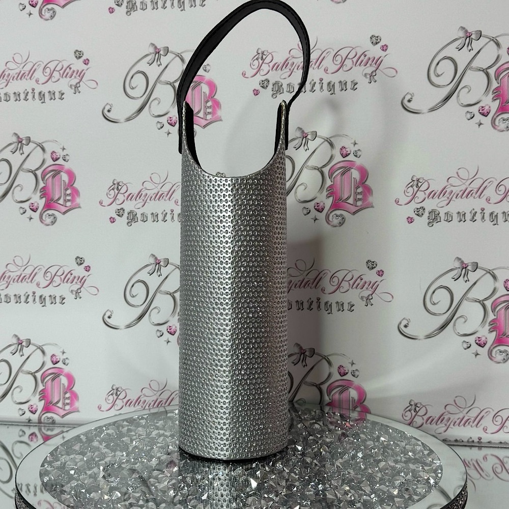 Wine Tote bag holdable silver sparkly Carrier picnic